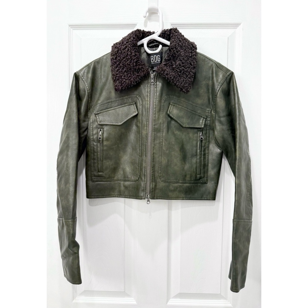 Urban Outfitters BDG Janine Faux Leather Cropped
Aviator Jacket